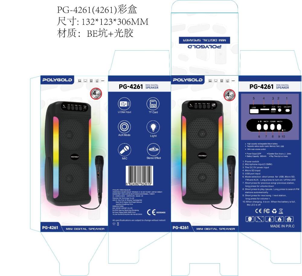 PG-4261 SPEAKER BLUETOTH IŞIKLI