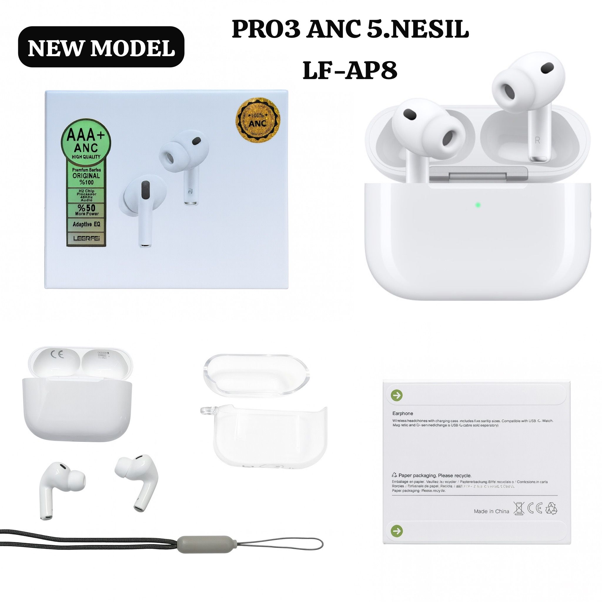 AP-LF-AP8 PRO3 ANC KILIFLI BLUETOOTH KULAKLIK(TYPE-C GİRİŞLİ)-AP8