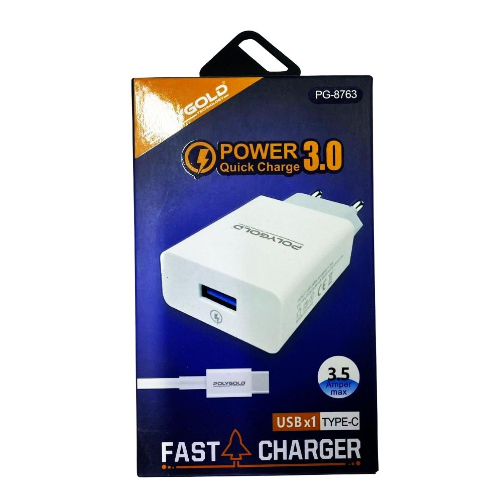 POLYGOLD 5V 3A TYP-C ŞARJ ALETİ PG-8763