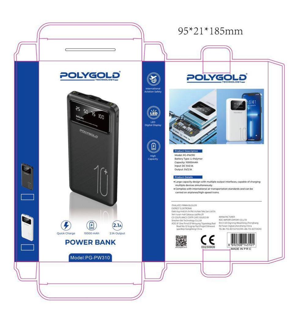 PG-PW310  POWER BANK 10000mAh 2.1 AMP