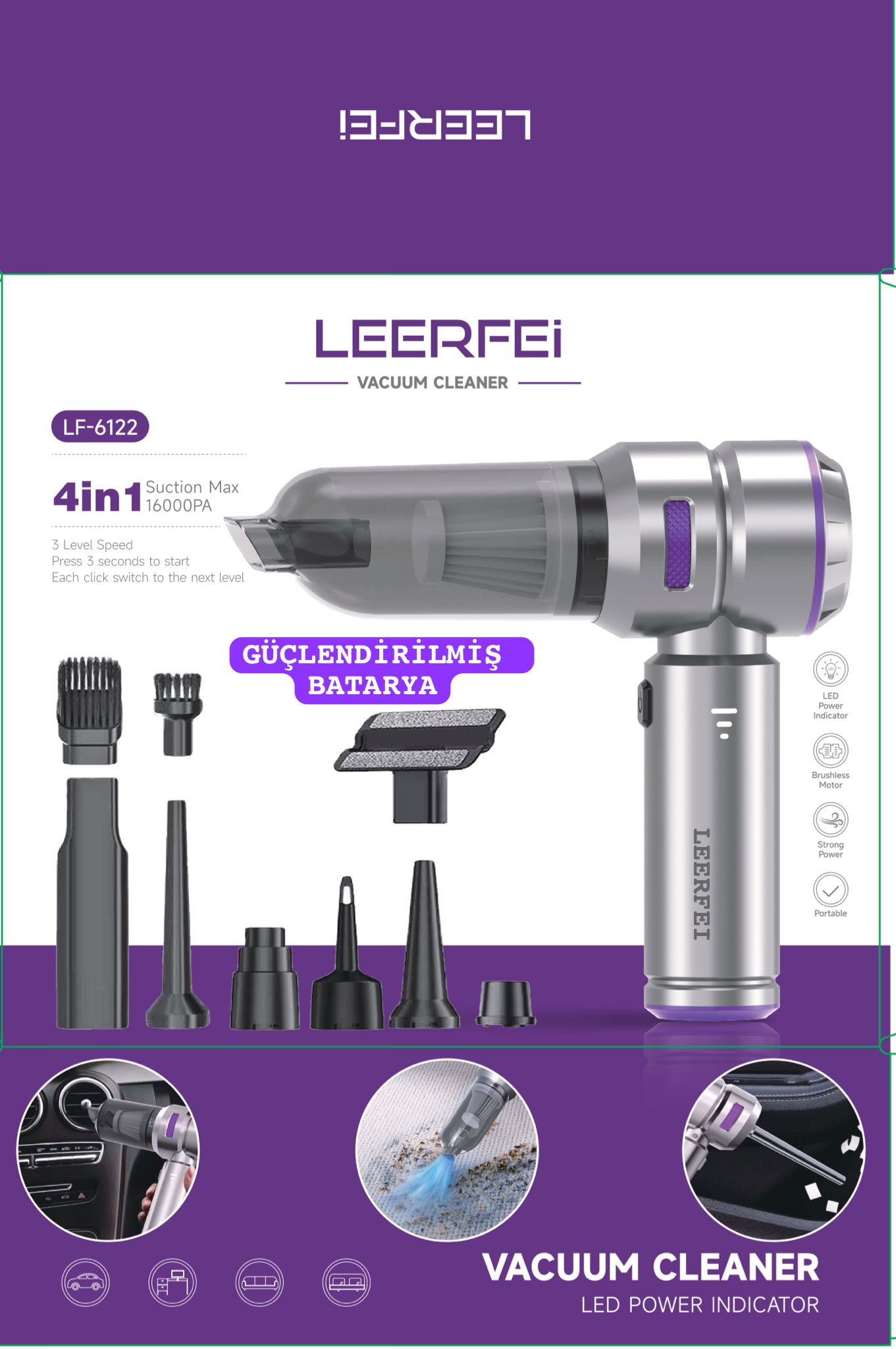 LF-6122 // ÇANTALI VACUUM CLEANER EL SÜPÜRGESİ // LEERFEI