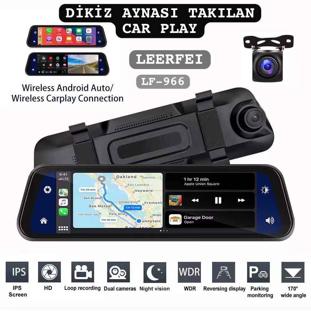 LF-966 ARAÇ İÇİ İÇ DIŞ EKRANLI KAMERA-CAR PLAY