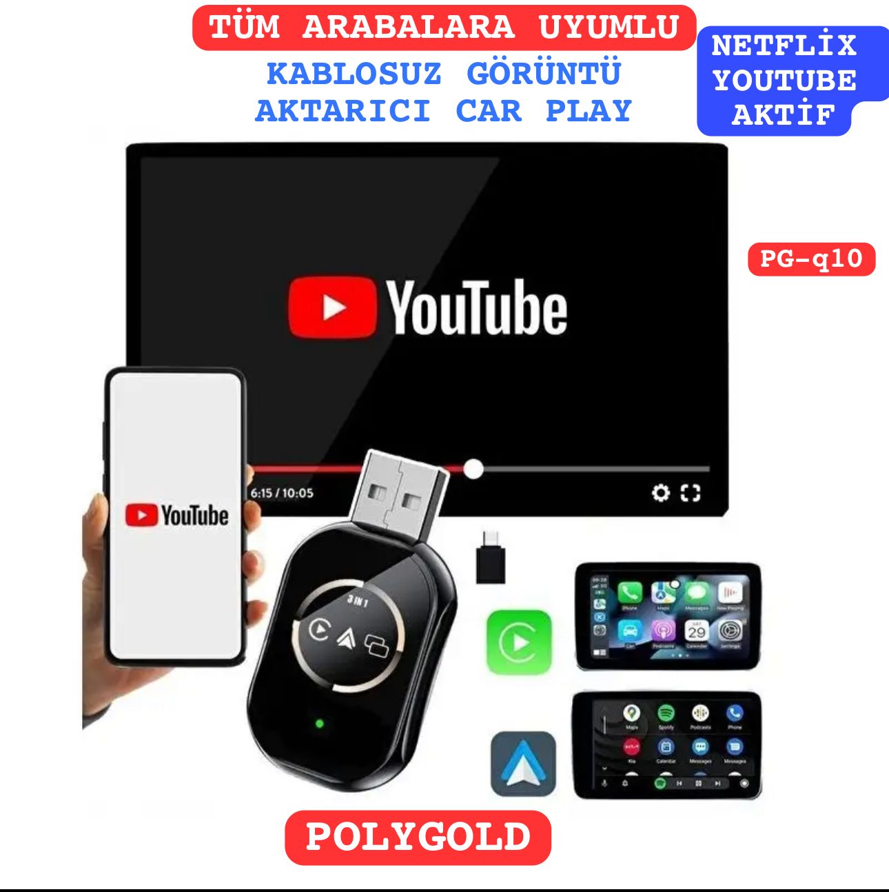 PG-Q10 ARAÇ ADAPTÖRÜ CAR PLAY