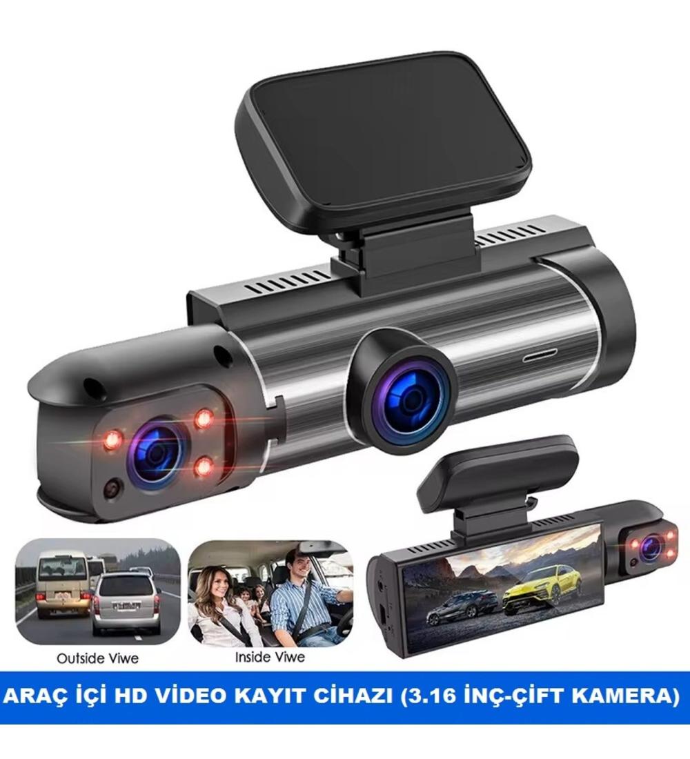 V9 // BLACK BOX TRAFFIC RECORDER ÜÇ LENSLİ ARAÇ İÇİ  ÇİFT LENS DİKİZ GPS  WIFI ARABA KAMERASI // LEERFEI
