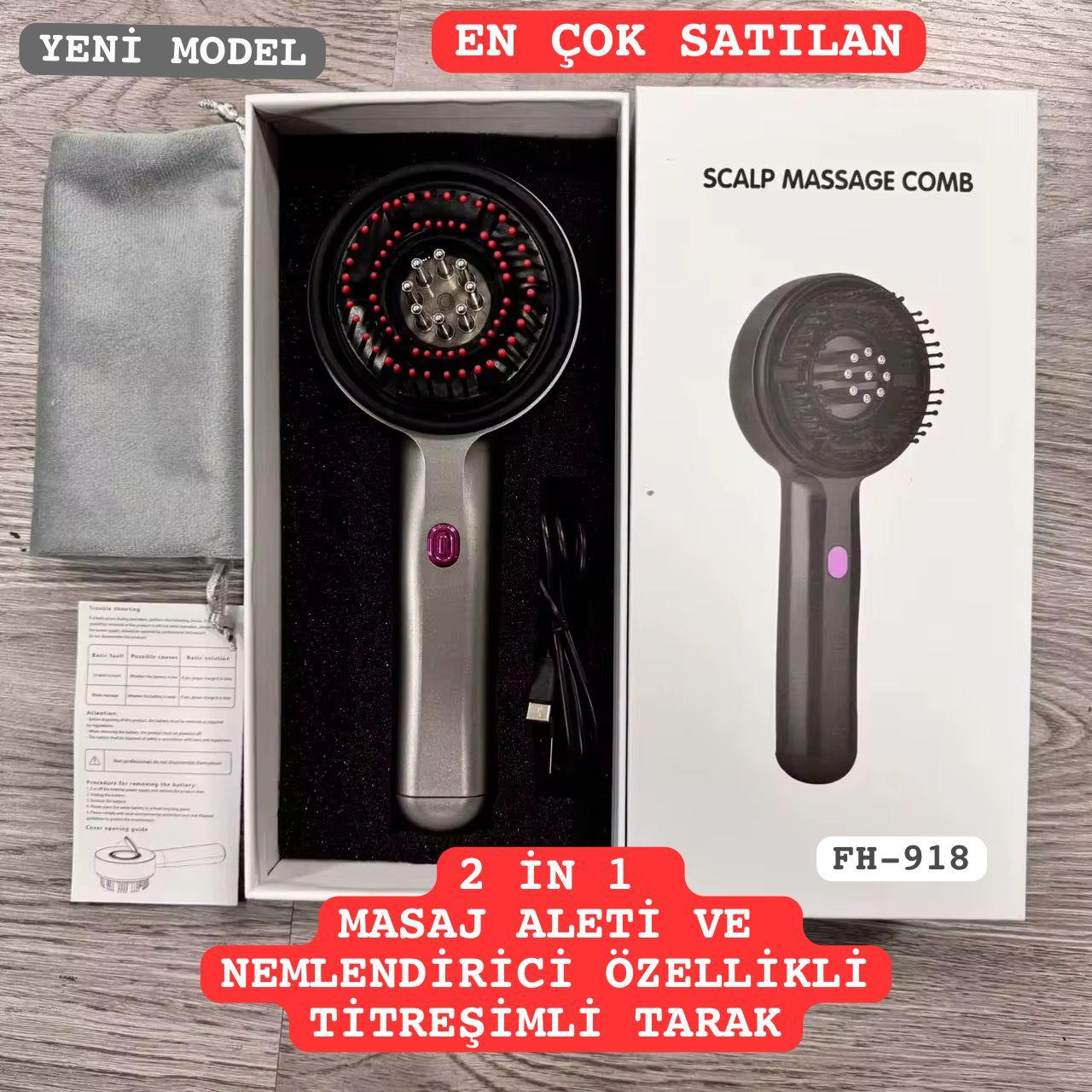 FH-918 2 İN 1 MESAJ  ALETİ VE NEMLENDİRİCİ ÖZELİKLİ TİTREŞİMLİ TARAK  // LEERFEİ