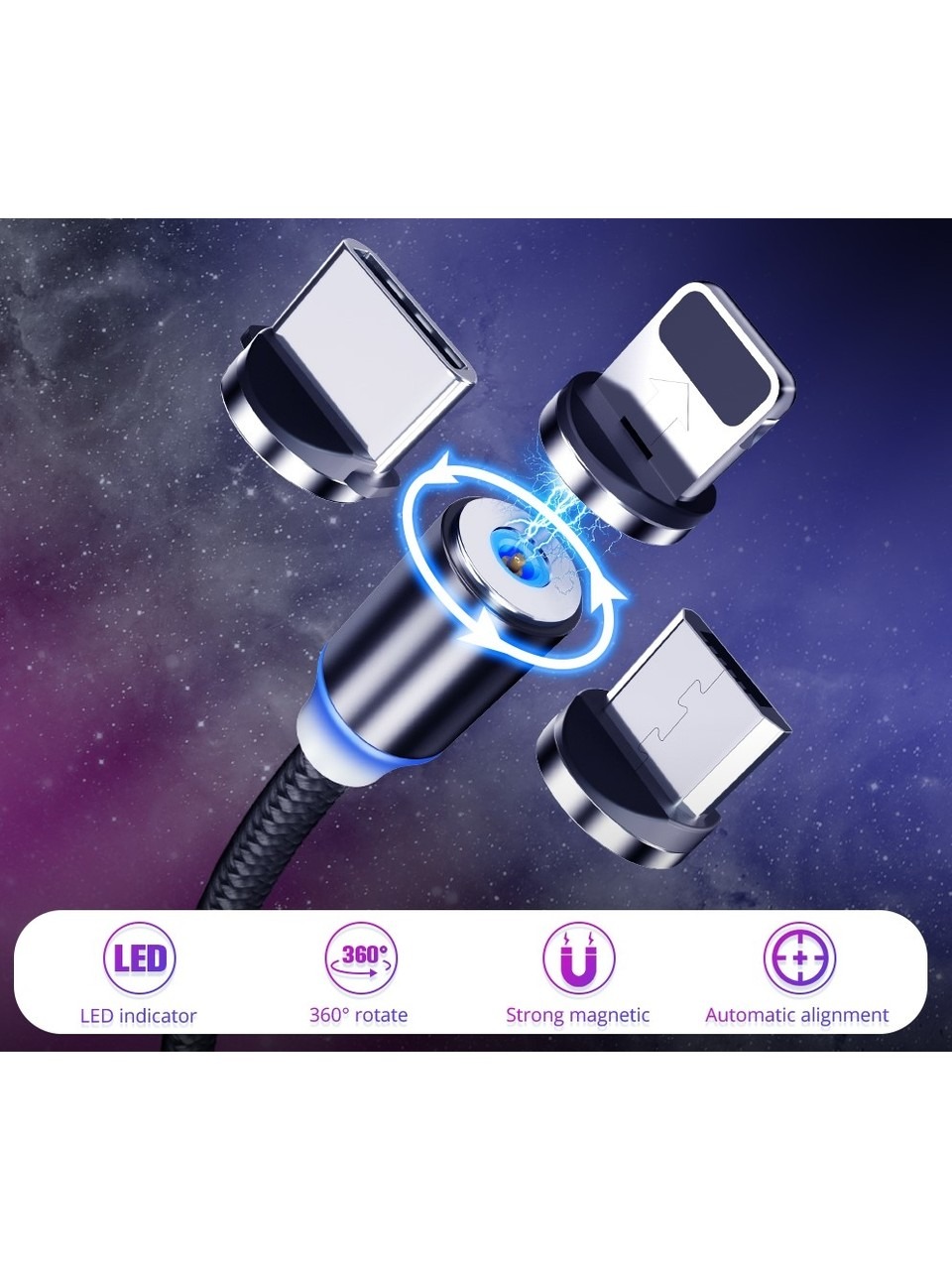 PG-469 / MIKNATISLI 3 İN 1 KABLO (ANDROID - IOS - TYPE-C)