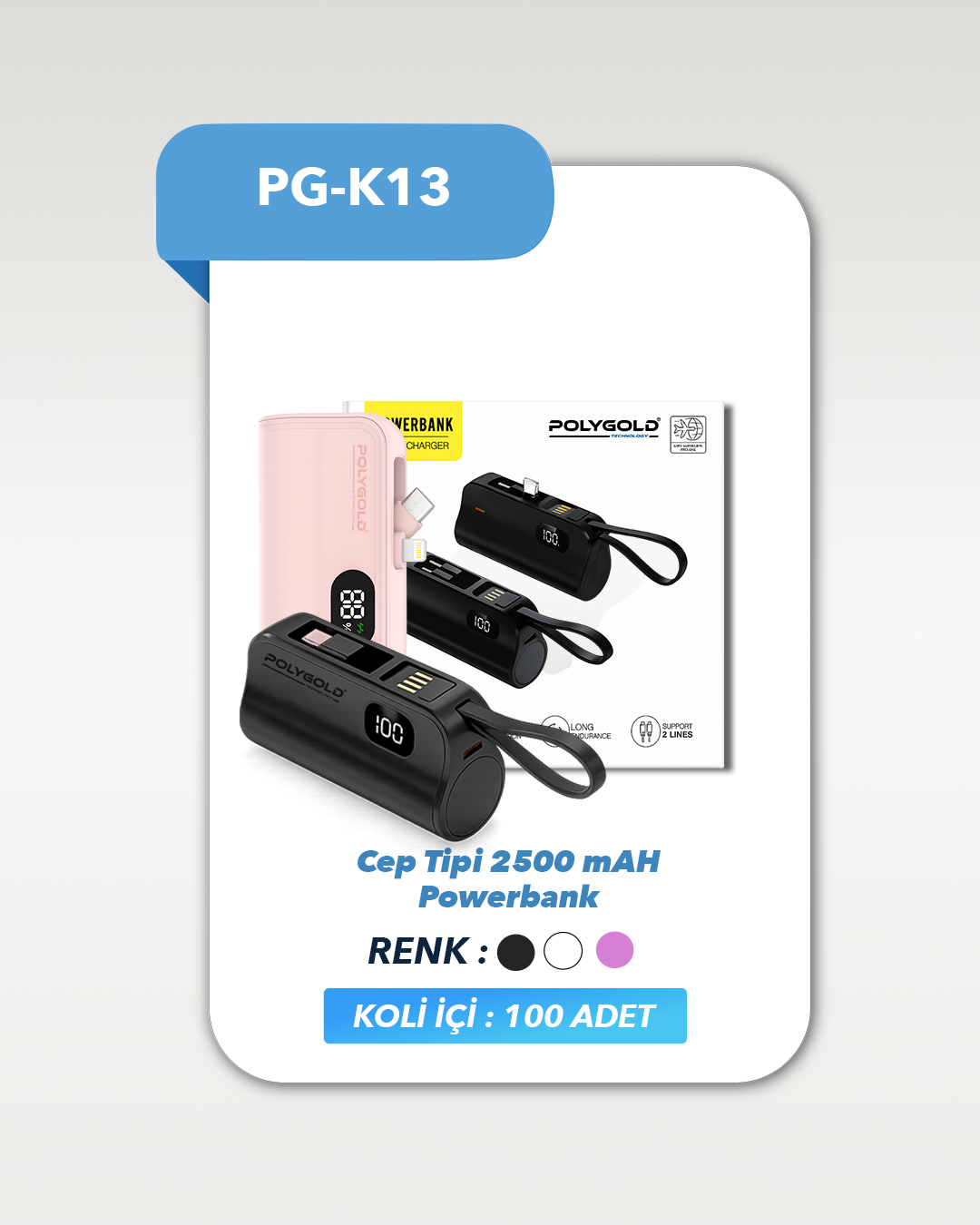 PG-K13 2500 mAh  POWER BANK FAST CHARGE