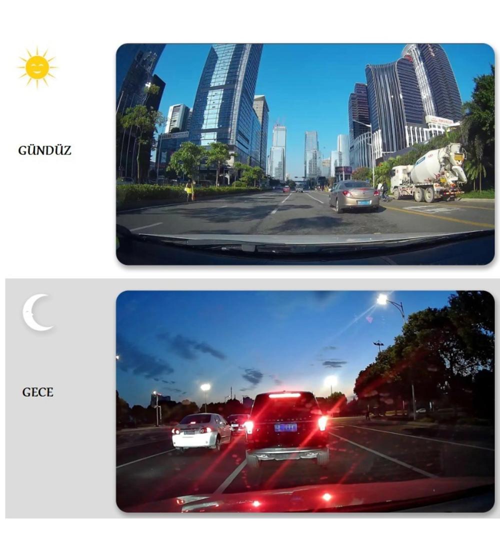 LF-504 ÇİFT LENSLİ ARAÇ İÇİ  DİKİZ GPS DASHCAM WIFI ARABA KAMERASI
