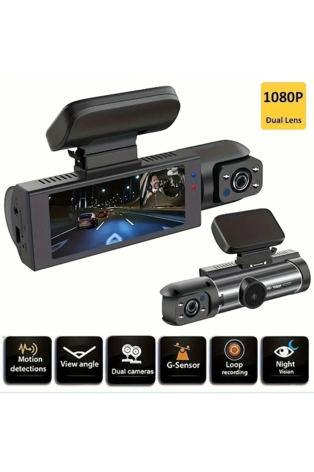 V9 // BLACK BOX TRAFFIC RECORDER ÜÇ LENSLİ ARAÇ İÇİ  ÇİFT LENS DİKİZ GPS  WIFI ARABA KAMERASI // LEERFEI