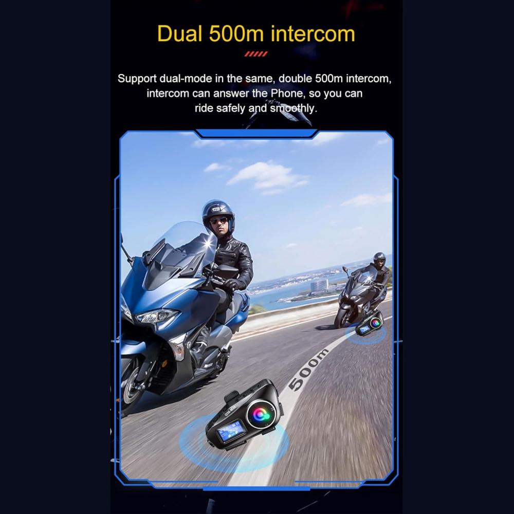 Q58-MAX // INTERCOM MOTORCU BLUETOOTH KULAKLIK // LEERFEI