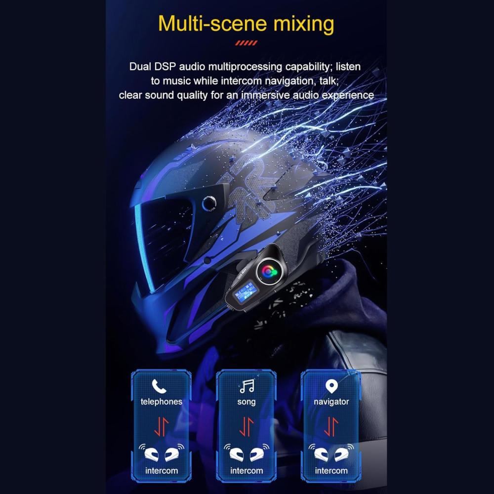 Q58-MAX // INTERCOM MOTORCU BLUETOOTH KULAKLIK // LEERFEI