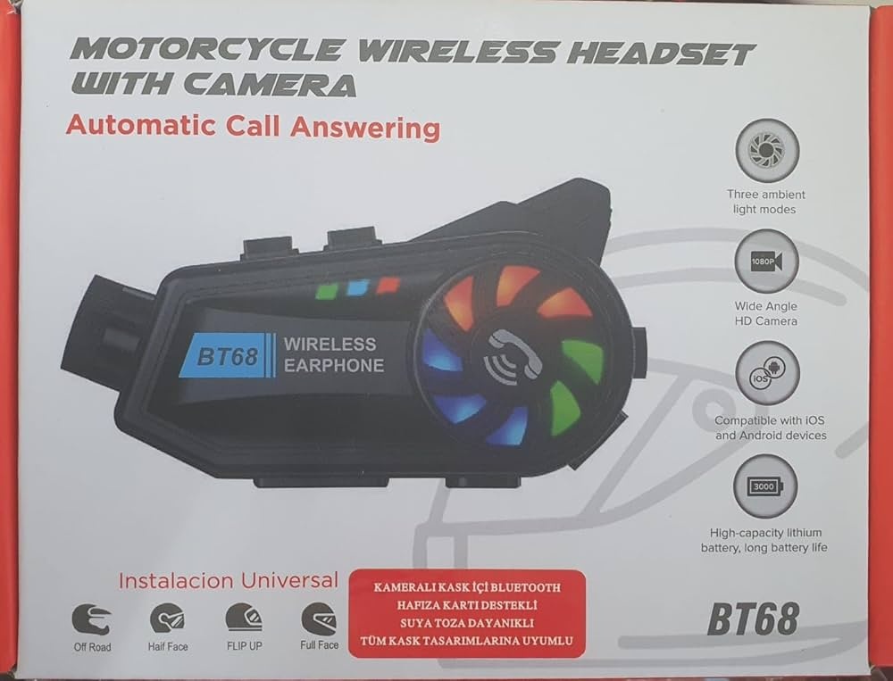 BT68 // İNTERKOM MOTORCU BLUETOOTH KULAKLIK // LEERFEİ