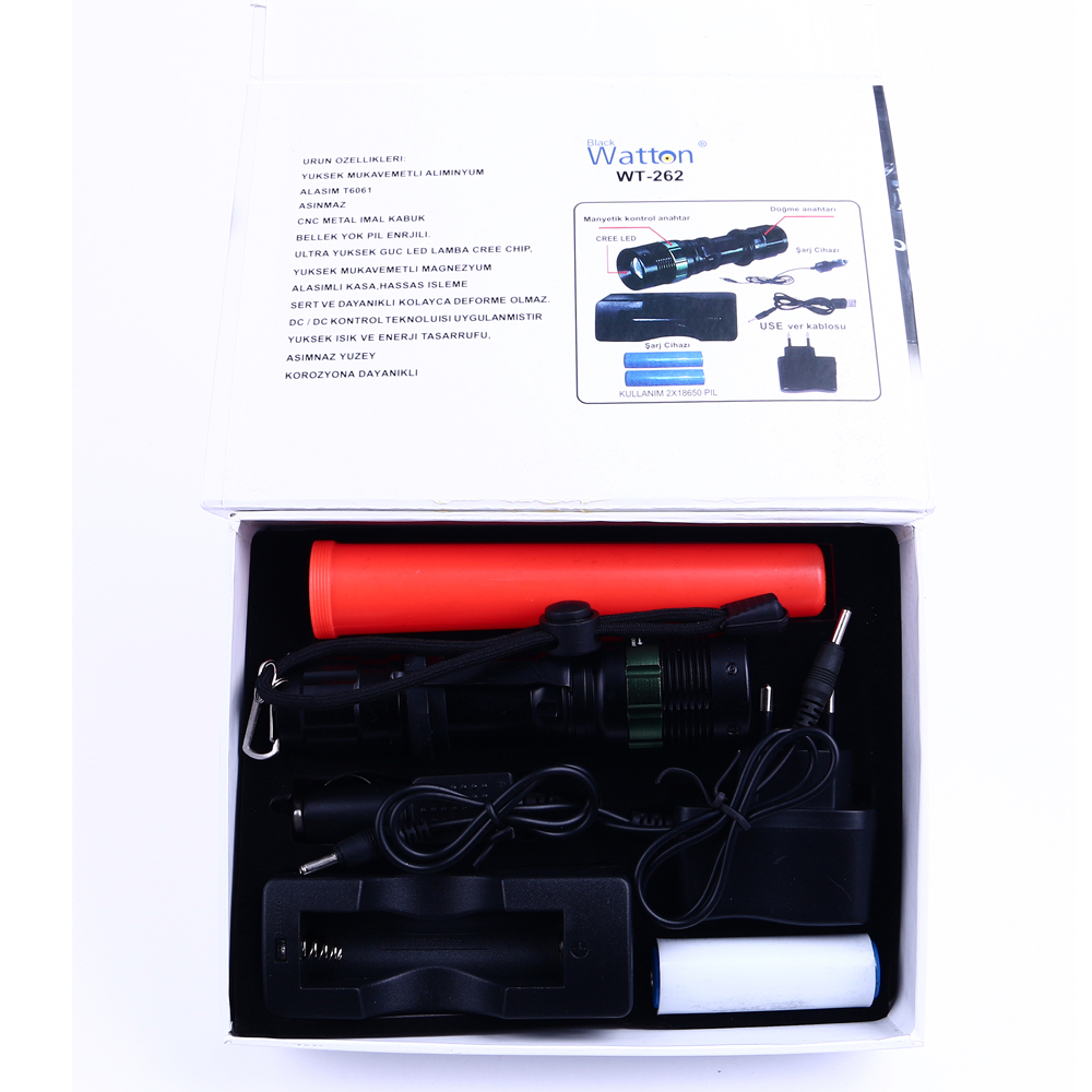 Cree5 Sinyalli Şarjlı LED El Feneri – Acil Durum Profesyonel Model WT-262