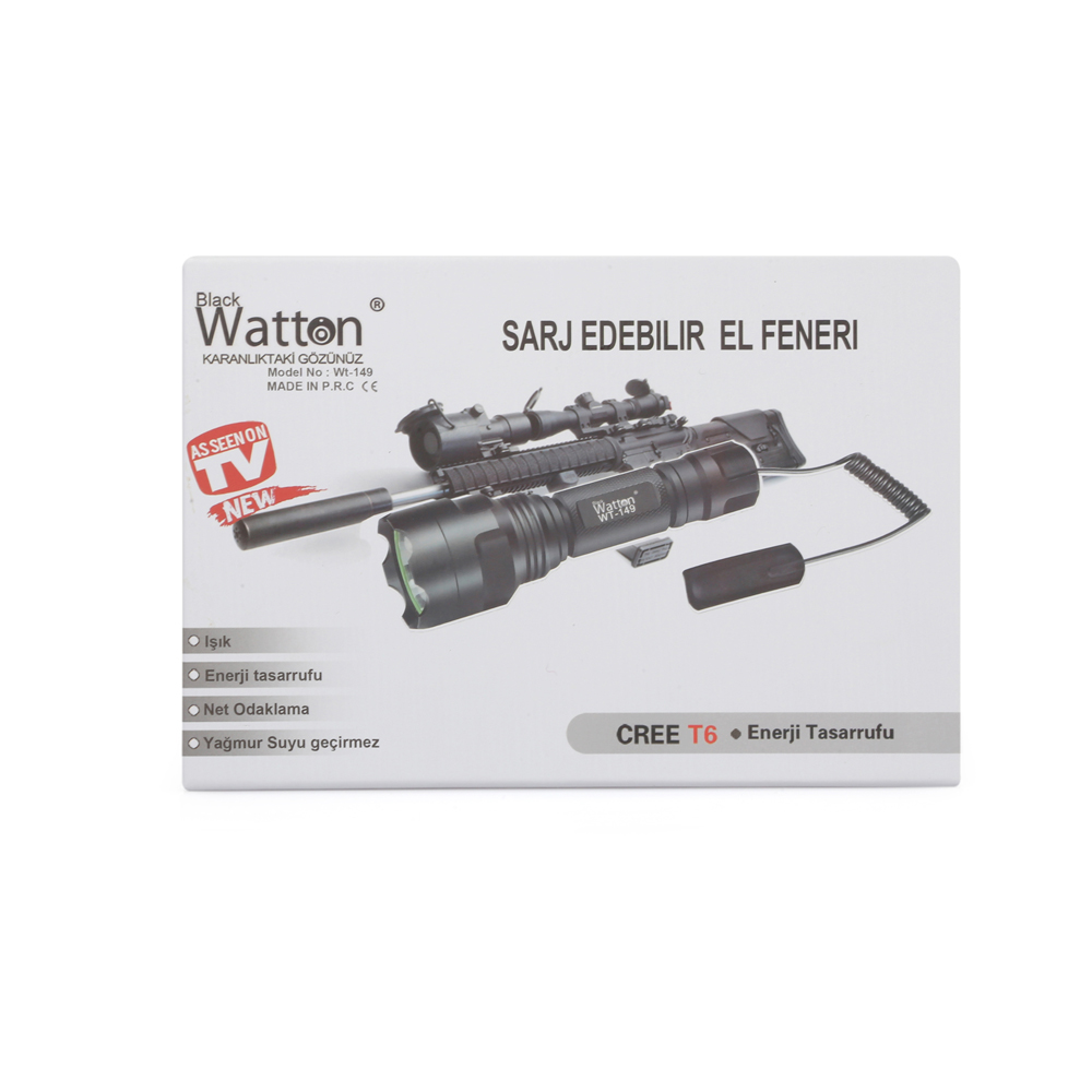 Güçlü Tüfek Aparat Uyumlu Şarjlı Fener LED Yüksek Aydınlatma Uzun Menzilli Model WT-149