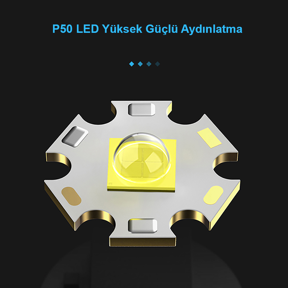 Uzun Menzilli 3000 Lümen LED Fener Yüksek Parlaklık Güçlü Aydınlatma WT-600
