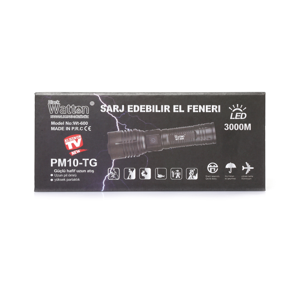Uzun Menzilli 3000 Lümen LED Fener Yüksek Parlaklık Güçlü Aydınlatma WT-600