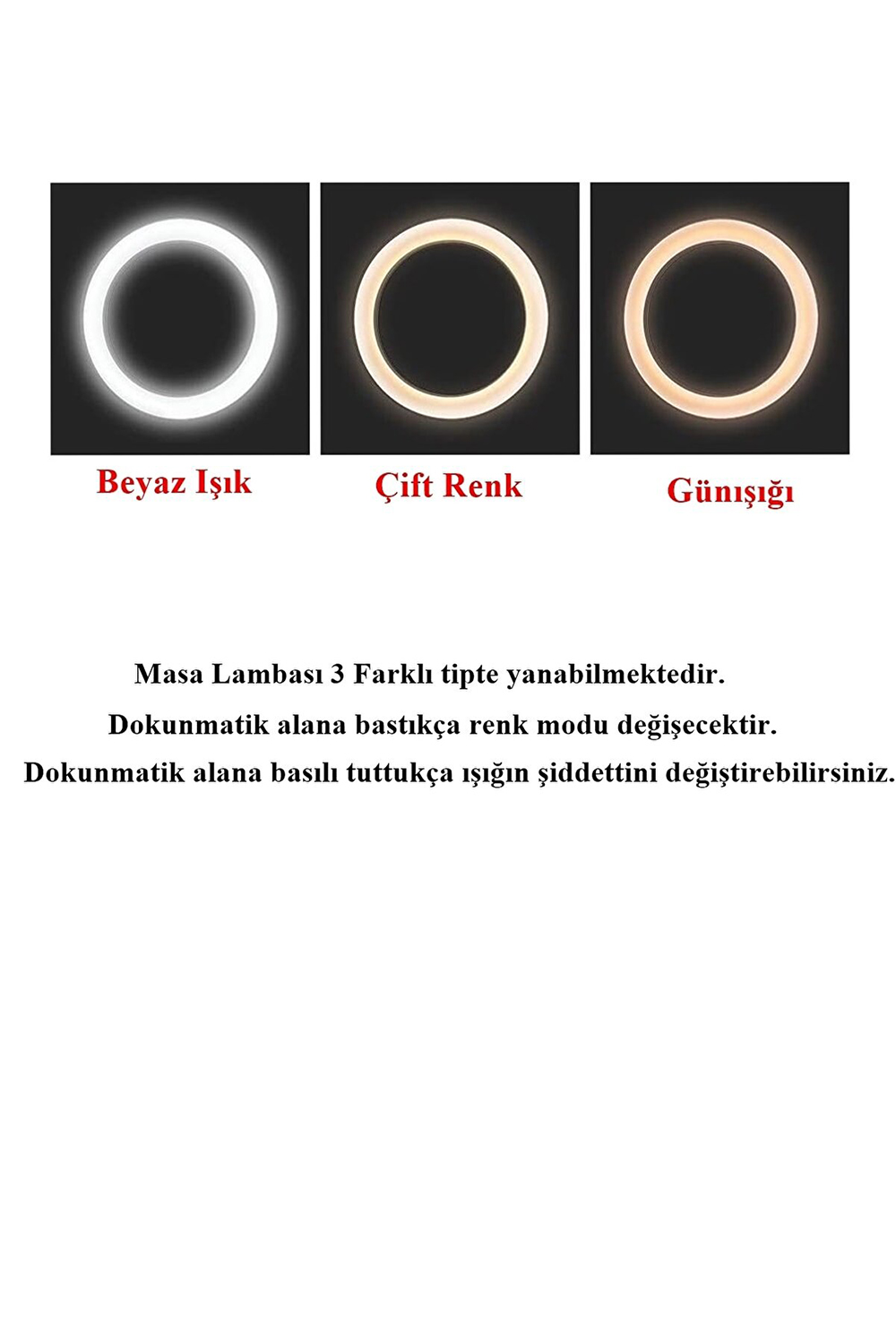 Şarjlı Sarı ve Beyaz Renk Masa Lambası LED Ayarlanabilir Işık Pratik Kullanım WT-005