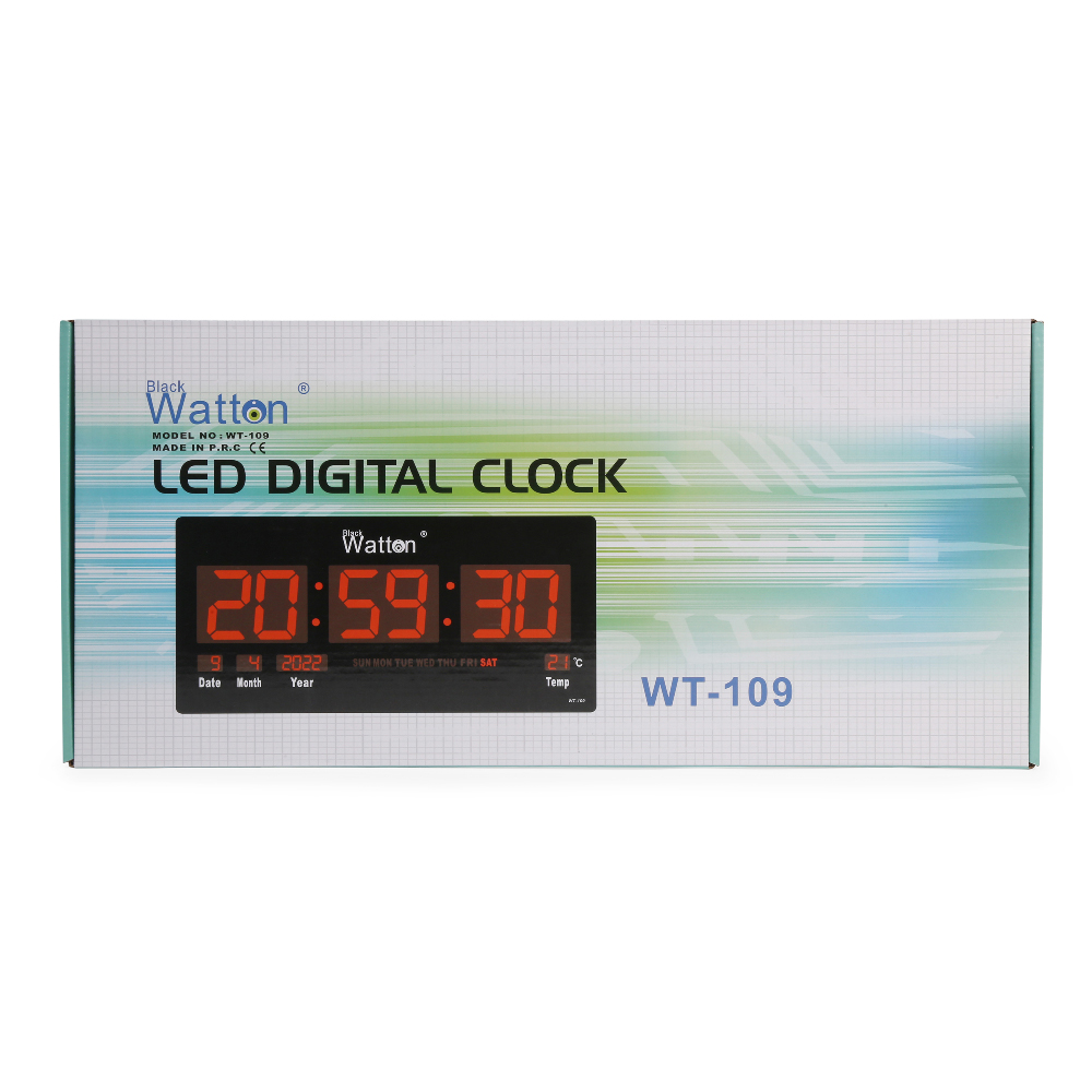Büyük Ekran LED Dijital Duvar Saati Tarih ve Sıcaklık Göstergeli WT-109