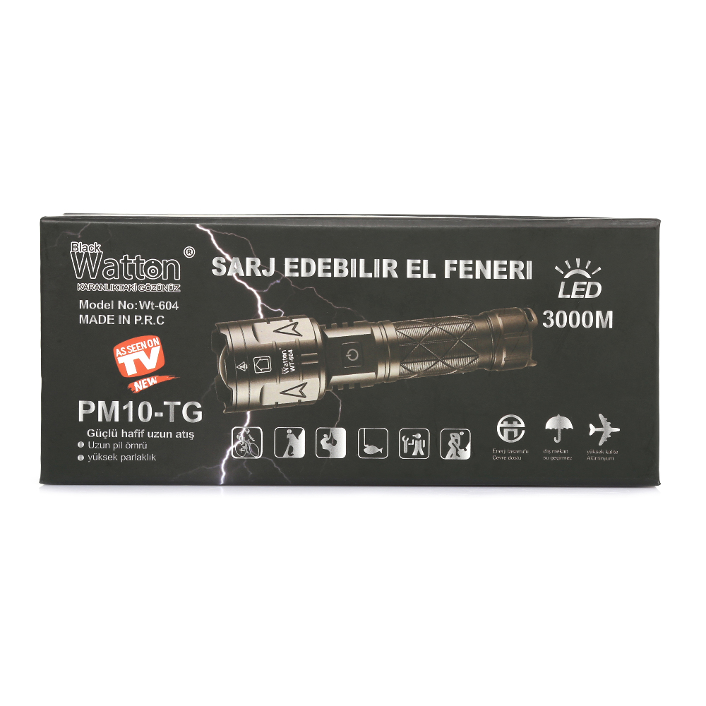 3000 Lümen Güçlü El Feneri LED Yüksek Parlaklık ve Net Görüş WT-604