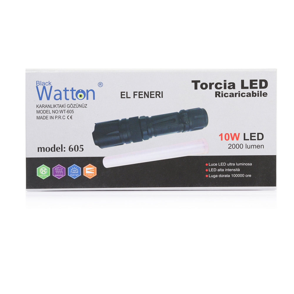 10W 2000 Lümen 4 Renkli Güçlü LED El Feneri Yüksek Performans Aydınlatma WT-605