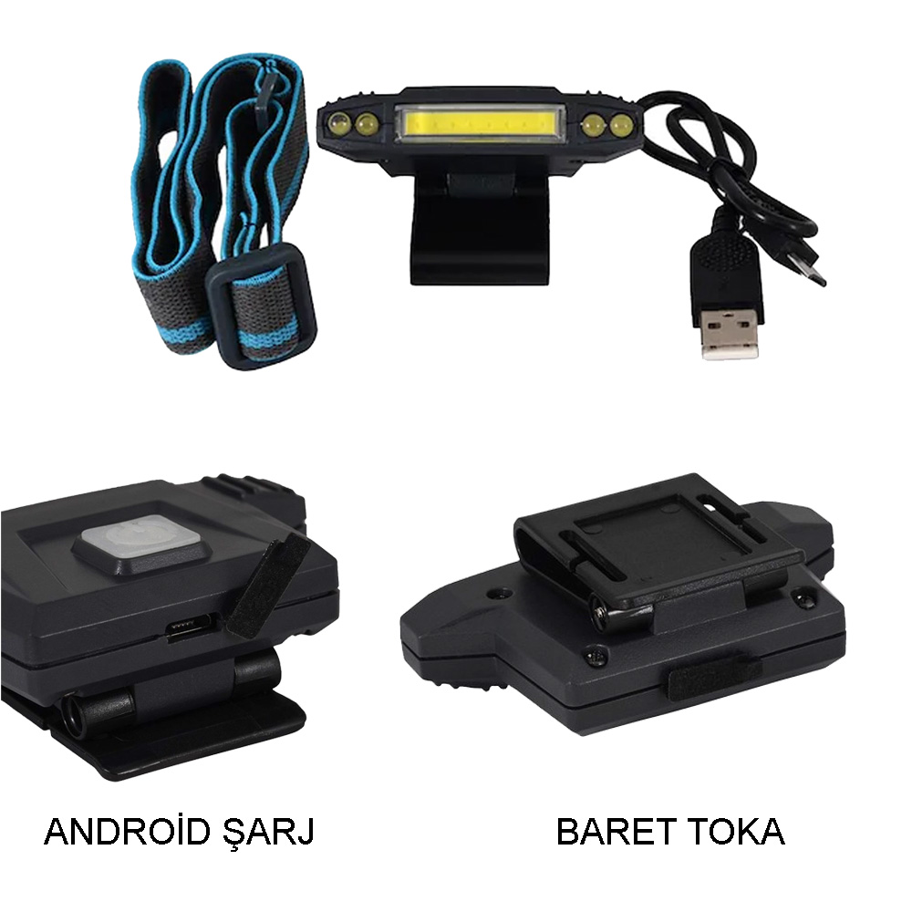 Şarjlı Baret Lambası LED Güçlü Aydınlatma İş Güvenliği ve Profesyonel Kullanım WT-606