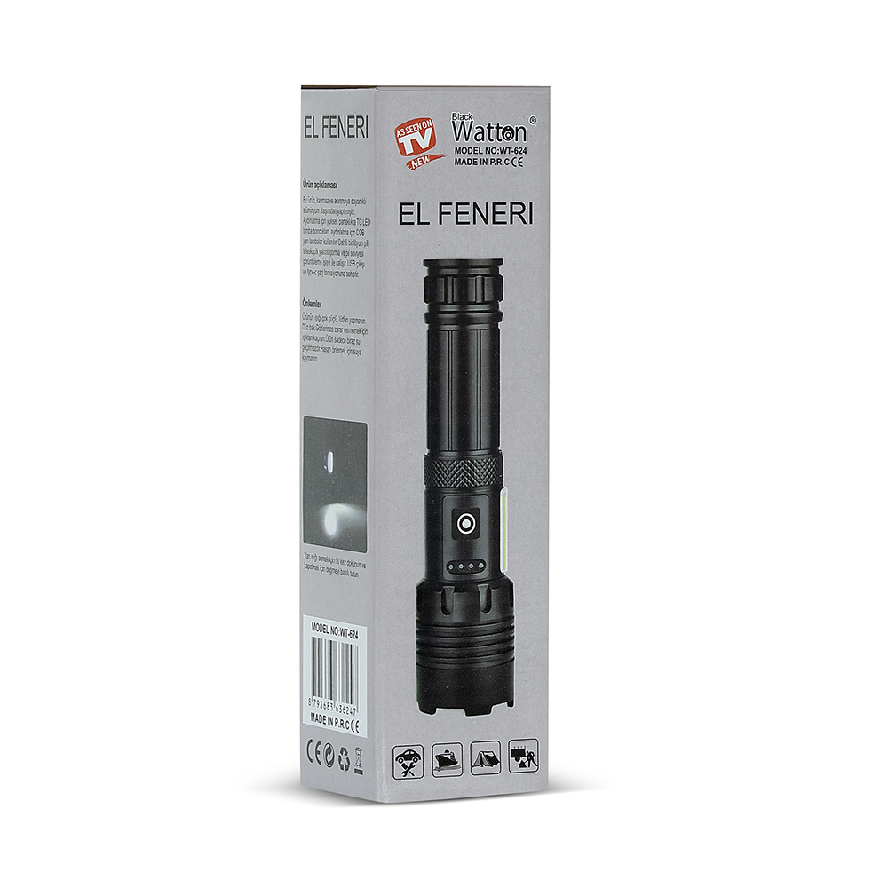 7 Mod TX6 Powerbank El Feneri Çok Fonksiyonlu LED Aydınlatma Güçlü Işık WT-624