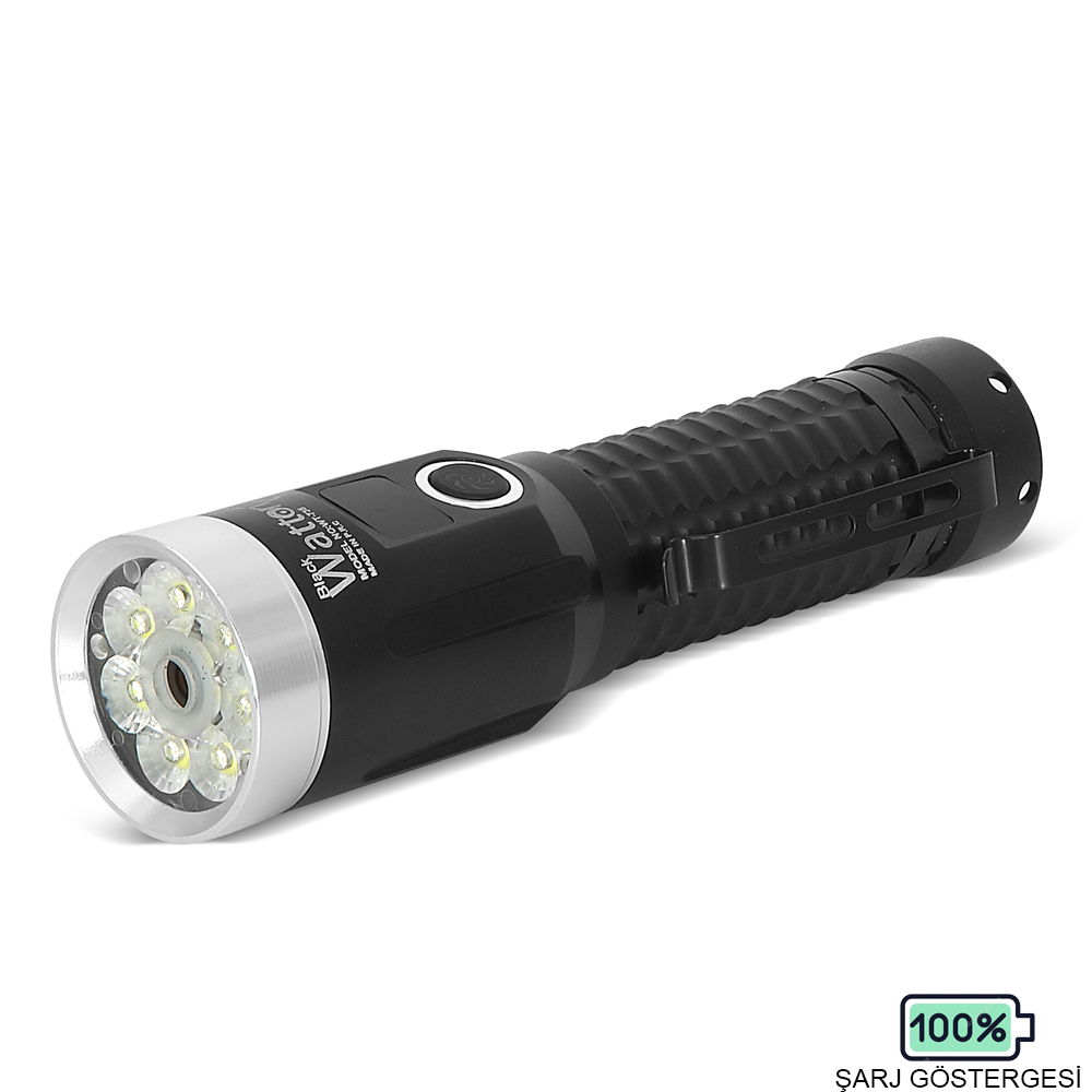 2800 Lümen Özel Seri LED Çalışma Lambası – Yeşil Lazer Özellikli, Mıknatıslı, USB Şarjlı El Feneri WT-735