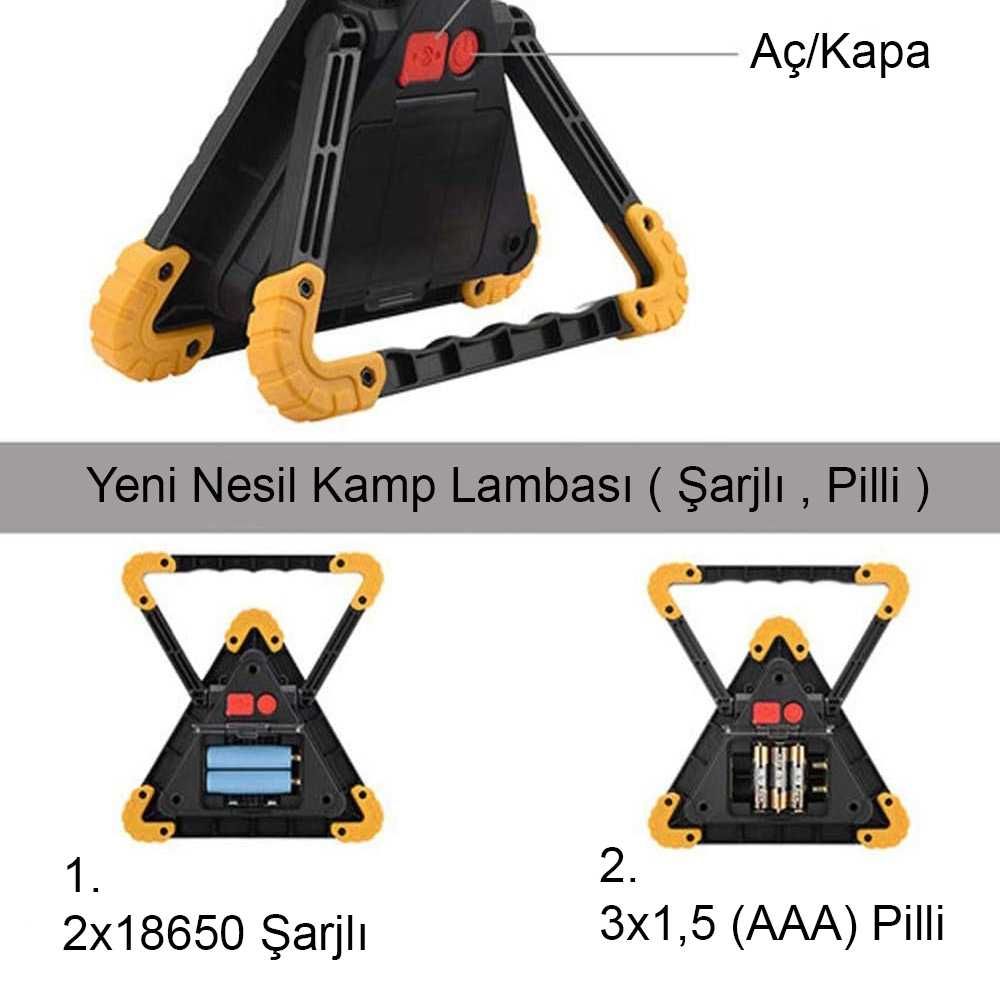 Profesyonel Kamp ve Araba Lambası LED Güçlü Aydınlatma Taşınabilir Çok Amaçlı Model BM-610/ WT